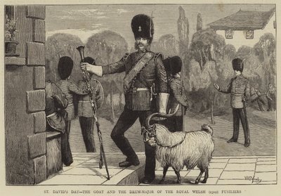Jour de la Saint-David, la chèvre et le tambour-major des Royal Welsh (23e) Fusiliers - William III Bromley